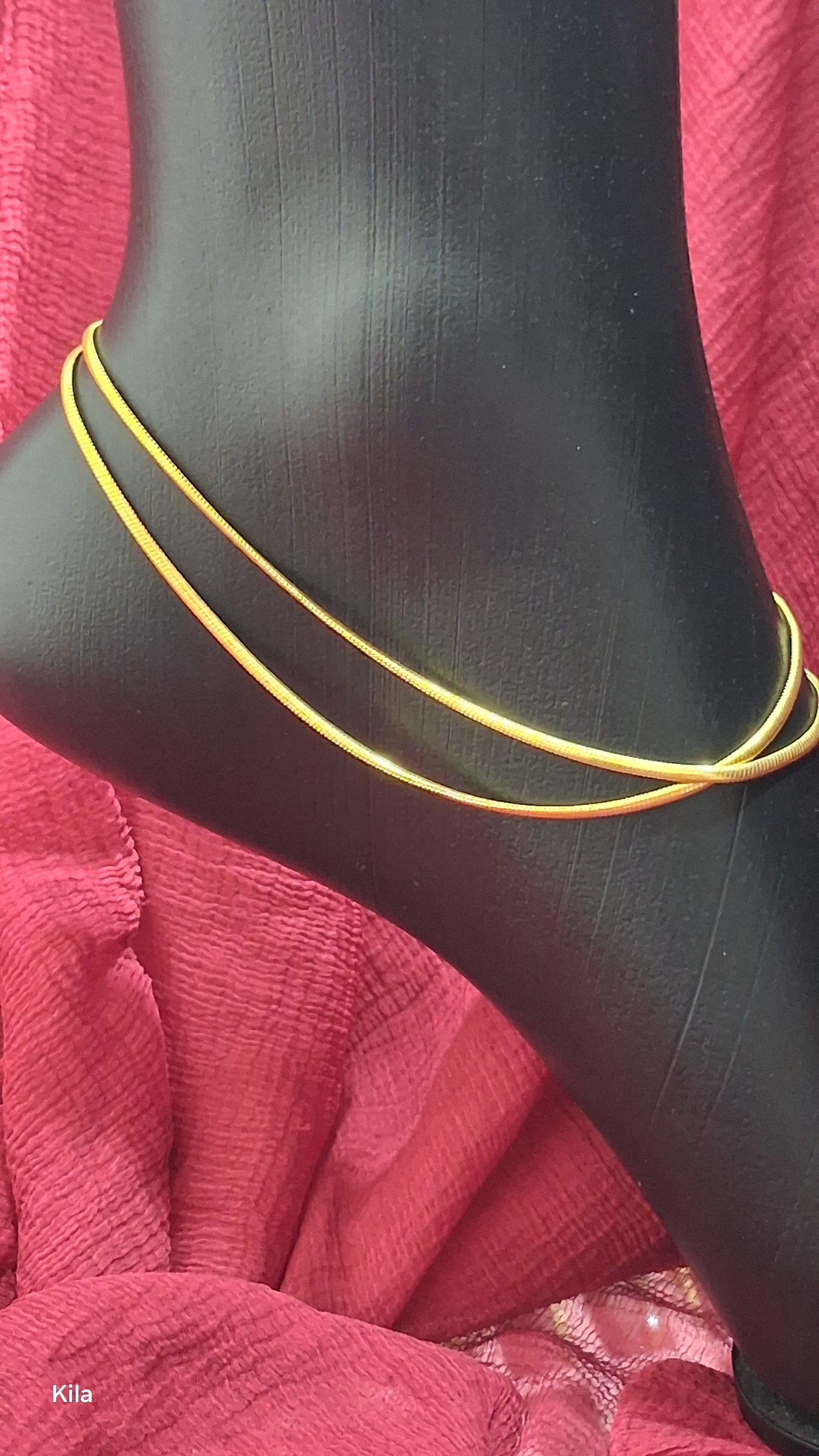92.5 Silver Gold Plated Simple Anklets | Stylish Minimal Design | Elegant Jewellery