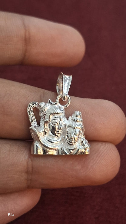 92.5 Silver Shiva Parvati Pendant | Divine Couple Design | Elegant Jewellery