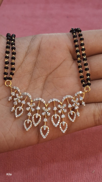 92.5 Silver Gold Plated Black Beads Chain 21 Inches | Premium Refined Design | Jewellery