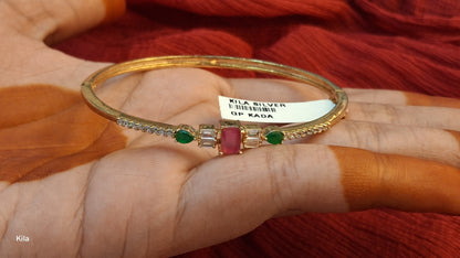 92.5 Silver Gold Plated Kada | Stylish Premium Finish | Elegant Jewellery