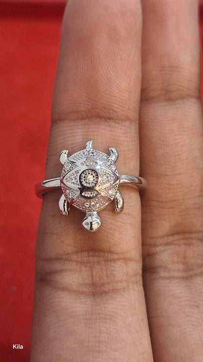 92.5 Silver Classic Tortoise Ring | Traditional Good Luck Design | Jewellery