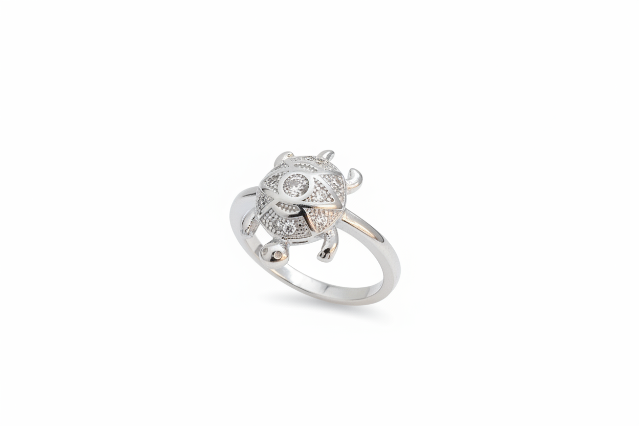 92.5 Silver Classic Tortoise Ring | Traditional Good Luck Design | Jewellery