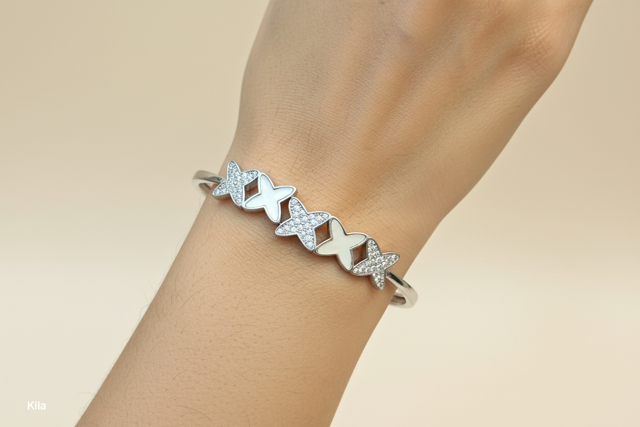 92.5 Silver Kada | Stylish Refined Design | Elegant Jewellery