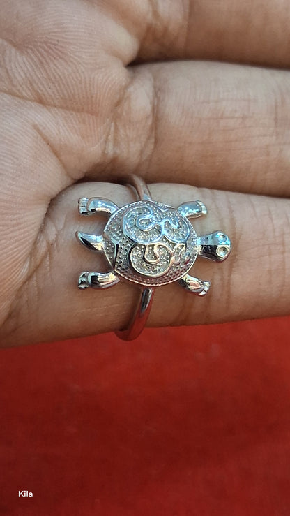 92.5 Silver OM Tortoise Ring | Spiritual Divine Design | Elegant Jewellery