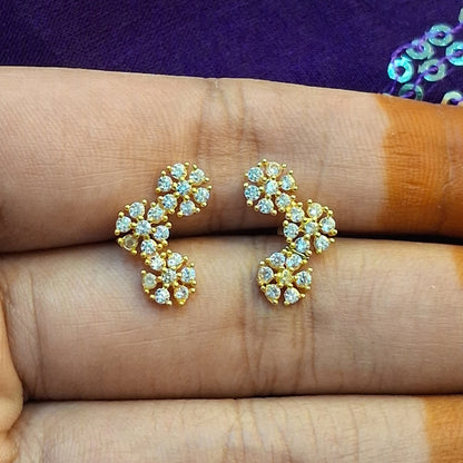 92.5 Silver Gold Plated Second Studs | Stylish Classic Design | Elegant Jewellery