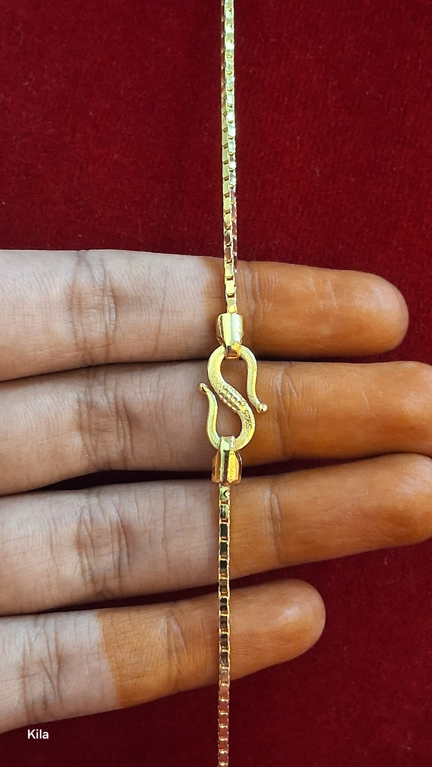 92.5 Silver Gold Plated Thaali Chain 22 Inches | Stylish Traditional Finish | Elegant Jewellery