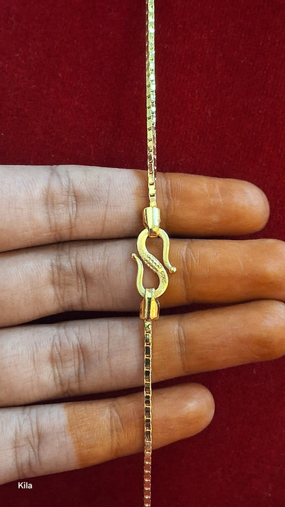 92.5 Silver Gold Plated Thaali Chain 22 Inches | Stylish Traditional Finish | Elegant Jewellery