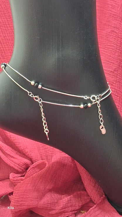 92.5 Silver Anklets | Stylish Refined Design | Elegant Foot Jewellery