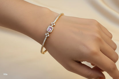 92.5 Pastel Pink Kada | Stylish Elegant Design | Fashion Jewellery