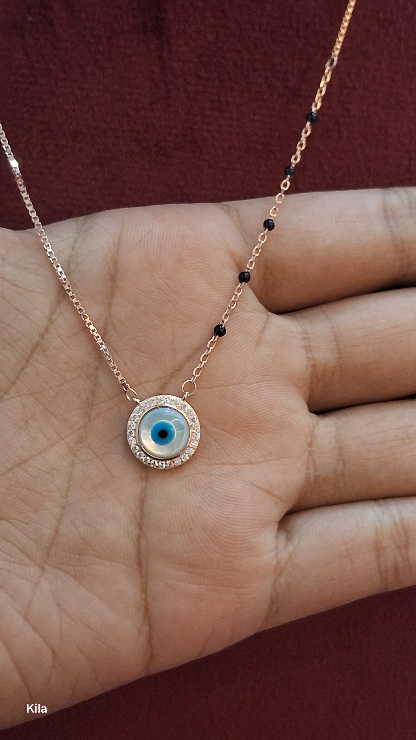 92.5 Silver Rose Gold Black Beads Chain 18 Inches | Premium Smooth Finish | Jewellery