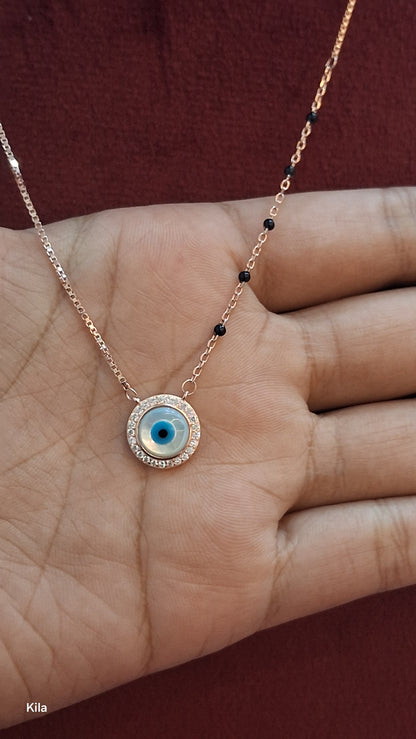 92.5 Silver Rose Gold Black Beads Chain 18 Inches | Premium Smooth Finish | Jewellery