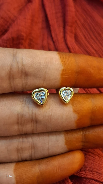 92.5 Silver Gold Plated Studs | Stylish Elegant Design | Everyday Jewellery