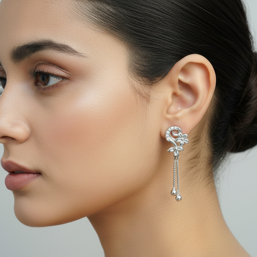 92.5 Silver Premium Earrings | Stylish Refined Design | Elegant Jewellery