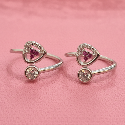 92.5 Silver Pink Stone Toe Rings | Premium Elegant Design | Jewellery