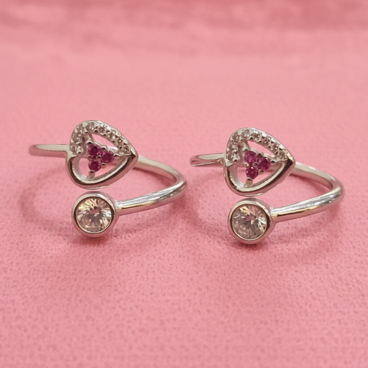 92.5 Silver Pink Stone Toe Rings | Premium Elegant Design | Jewellery
