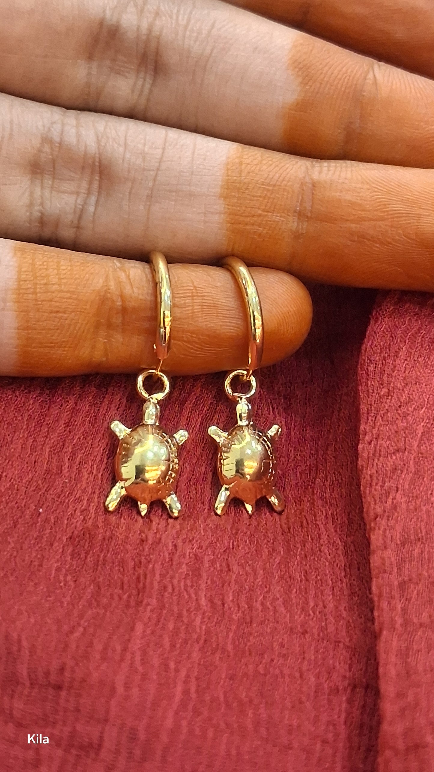 925 Silver Gold Plated Tortoise Earrings | Stylish Unique Design | Elegant Jewellery