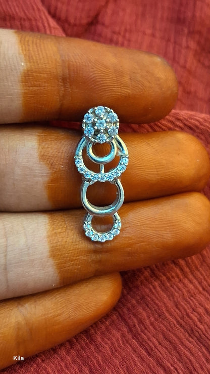 92.5 Silver White Stone Earrings | Stylish Elegant Design | Jewellery