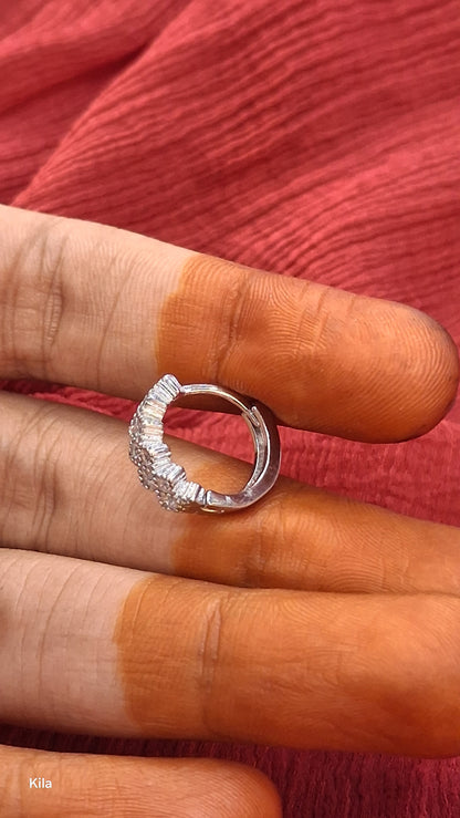 92.5 Silver White Stone Bali Earrings | Stylish Sparkling Design | Elegant Jewellery