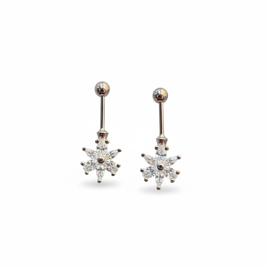 92.5 Silver Flower Bugadi | Stylish Elegant Floral Design | Jewellery pair