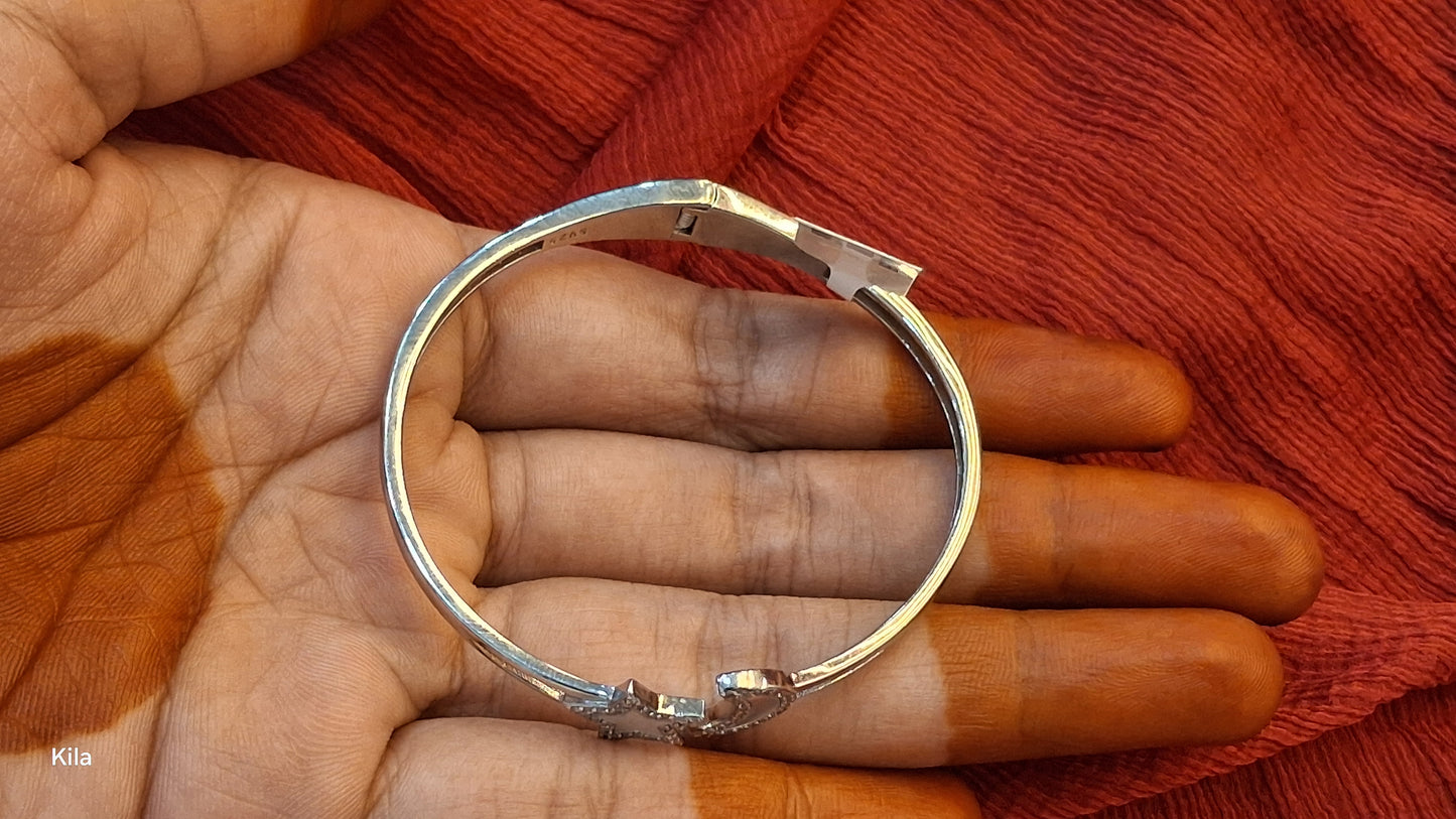 92.5 Silver Star & Moon Kada | Stylish Celestial Design | Elegant Jewellery