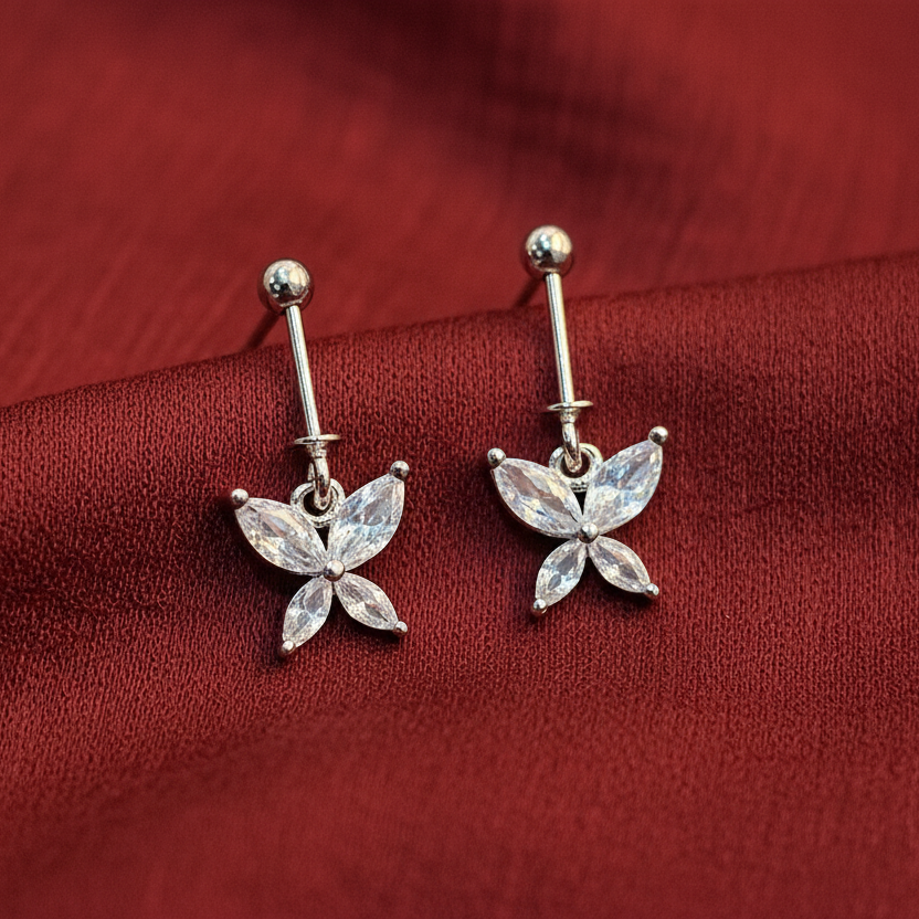 92.5 Silver Butterfly Drop Bugadi | Stylish Cute Design | Elegant Jewellery