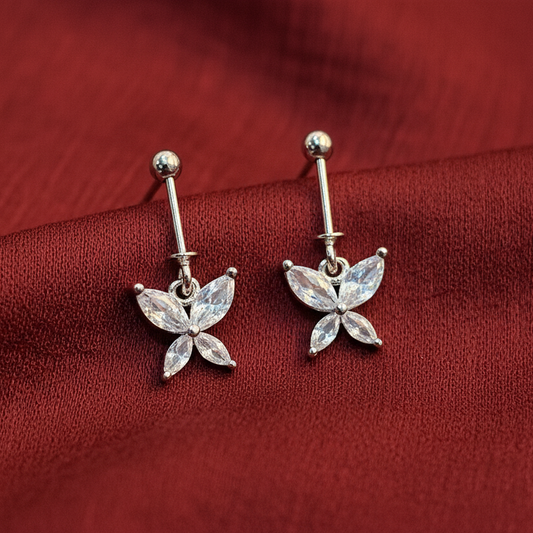 92.5 Silver Butterfly Drop Bugadi | Stylish Cute Design | Elegant Jewellery