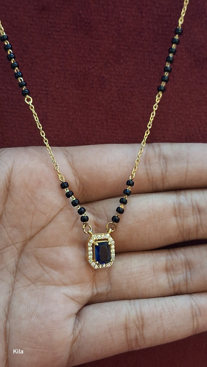 92.5 Silver Gold Plated Black Beads Chain 19.5 Inches | Stylish Extended Length Design | Jewellery