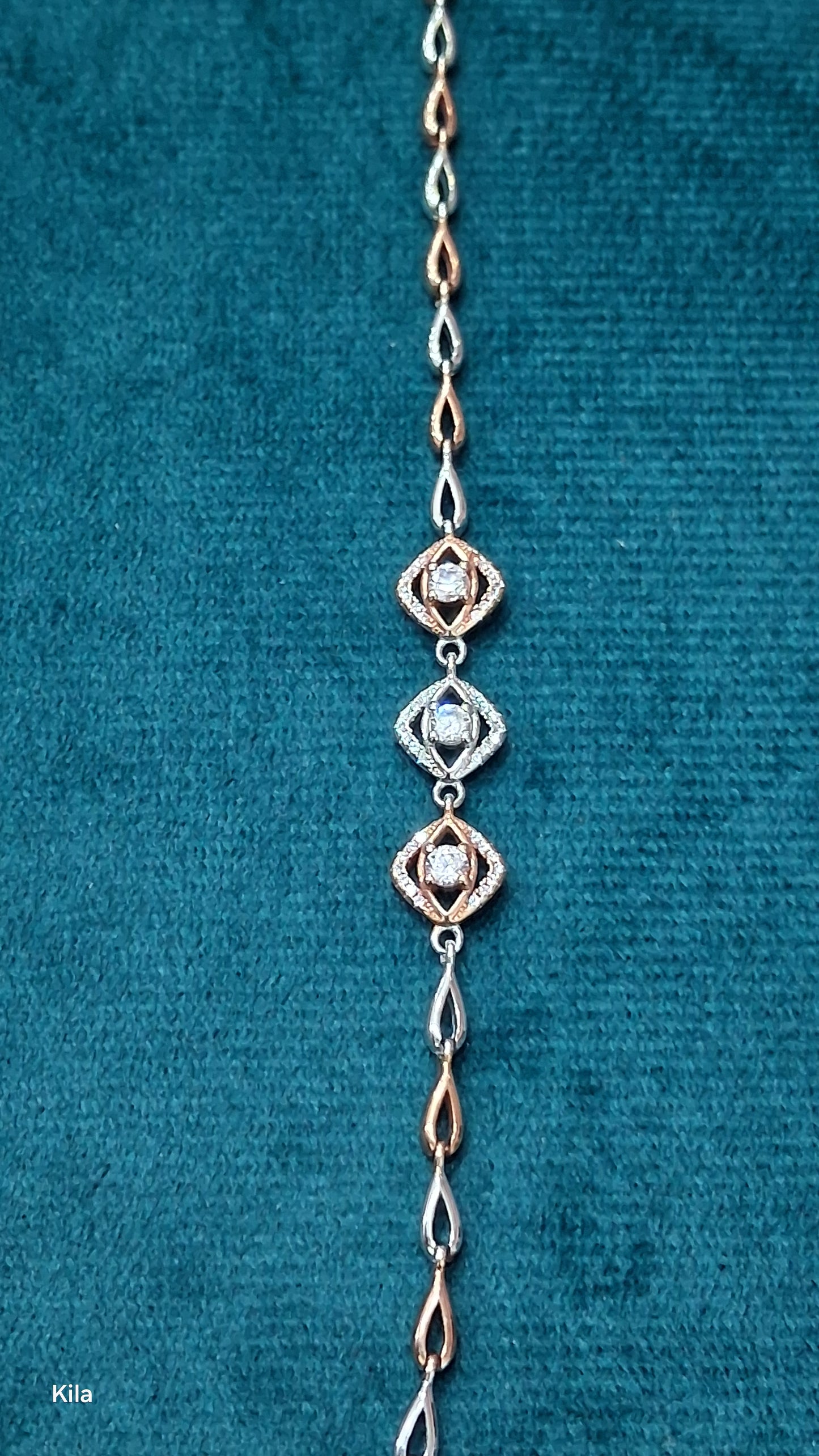92.5 Silver Dual Shade Bracelet (Silver & Rose Gold Plated) | Stylish Modern Design | Elegant Jewellery