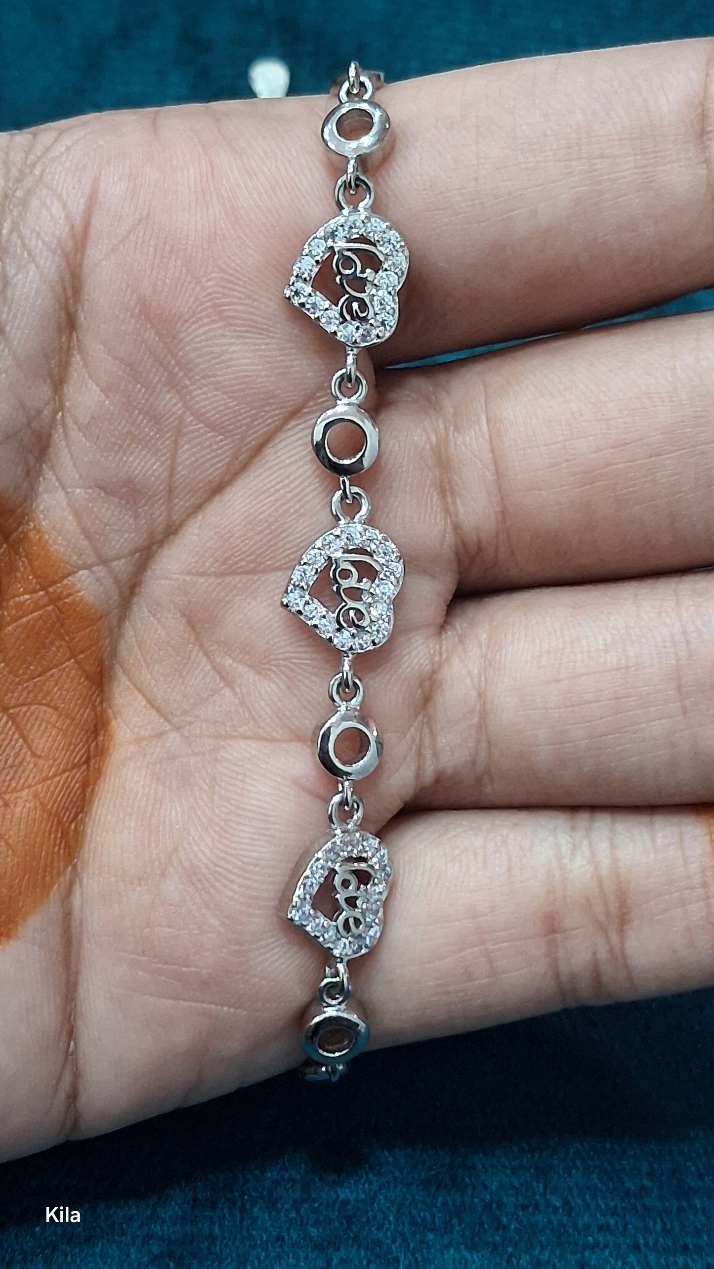 92.5 Silver Heart Bracelet | Stylish Romantic Design | Elegant Jewellery