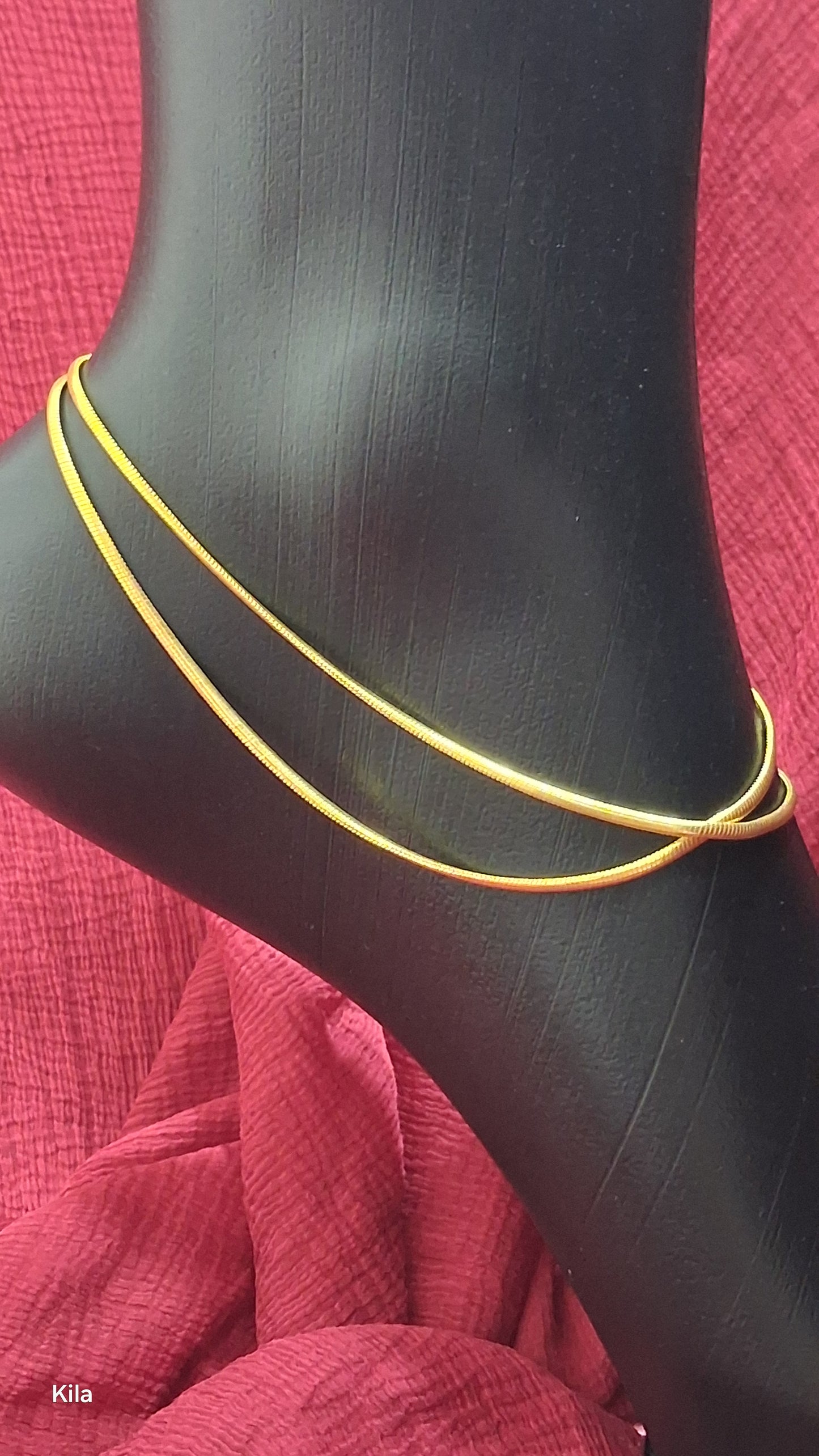 92.5 Silver Gold Plated Simple Anklets | Stylish Minimal Design | Elegant Jewellery