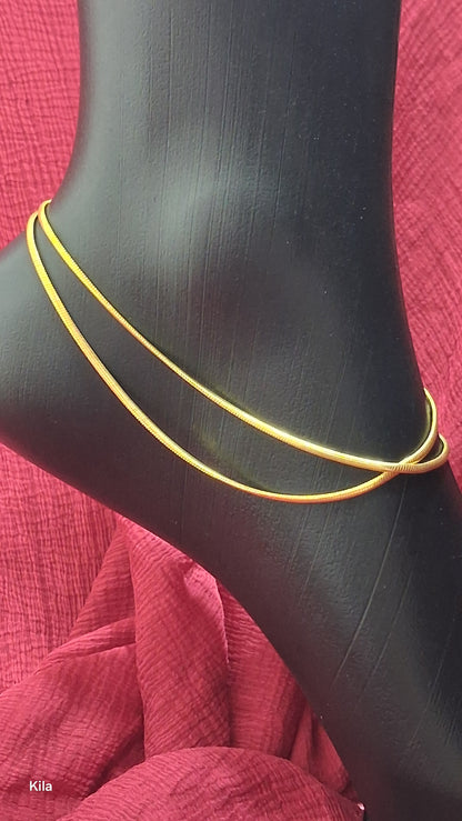 92.5 Silver Gold Plated Simple Anklets | Stylish Minimal Design | Elegant Jewellery