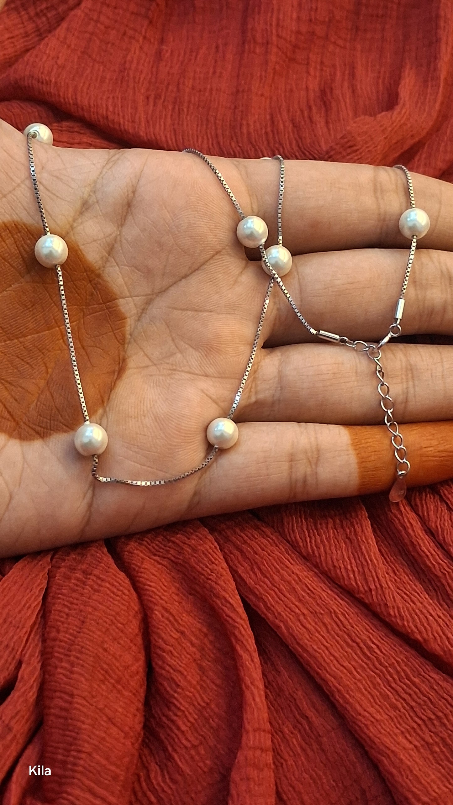 925 Silver Pearl Chain 18 Inches | Stylish Elegant Design | Jewellery