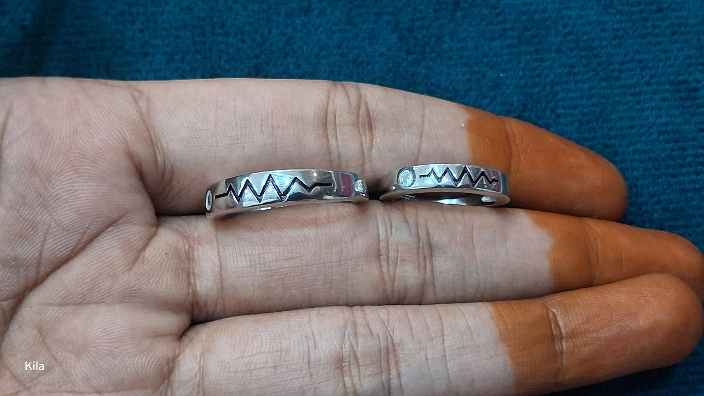 92.5 Silver Couple Rings (Men Size 19 | Women Size 8) | Stylish Classic Matching Design | Jewellery