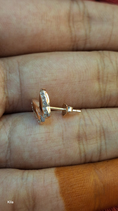 92.5 Silver Butterfly Rose Gold Plated Studs | Stylish Cute Design | Elegant Jewellery