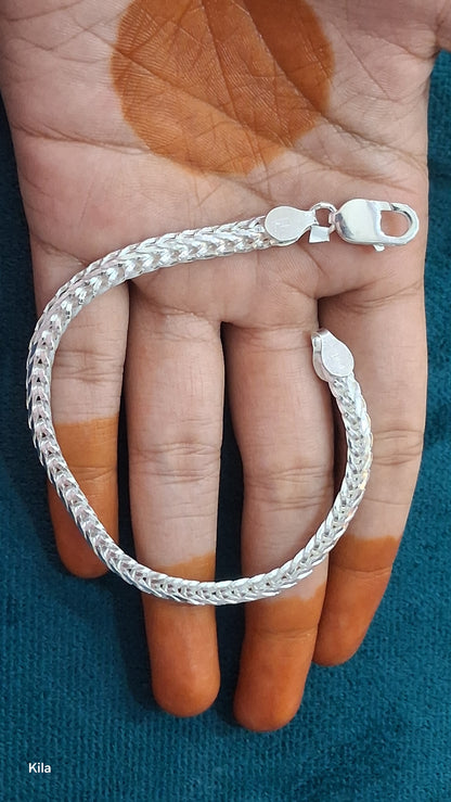 92.5 Silver Men’s Bracelet 8 Inches | Stylish Refined Design | Elegant Jewellery