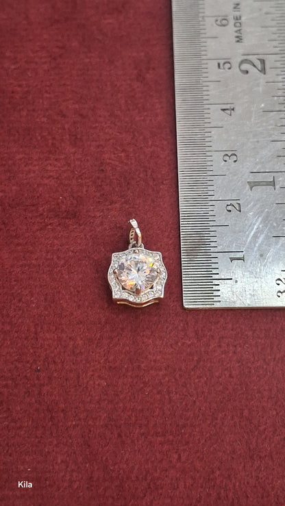 92.5 Silver Classic White Stone Pendant | Minimal Sparkle Design | Jewellery