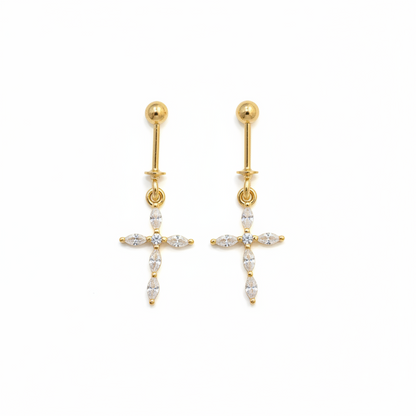 92.5 Silver Cross Design Gold Plated Bugadi – Stylish Ear Cuff for Women pair