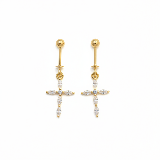 92.5 Silver Cross Design Gold Plated Bugadi – Stylish Ear Cuff for Women pair