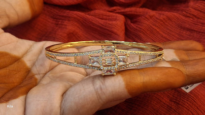 92.5 Silver Gold Plated Kada | Stylish Classic Design | Elegant Jewellery