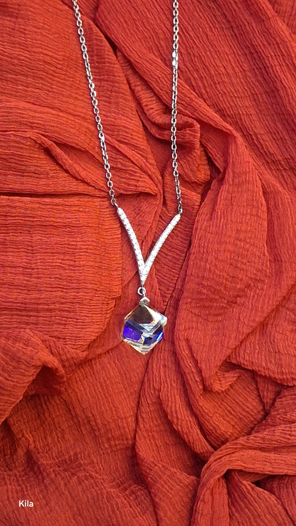 925 Silver Premium Stylish Blue Pendant Chain 18 Inches | Stylish Elegant Design | Jewellery