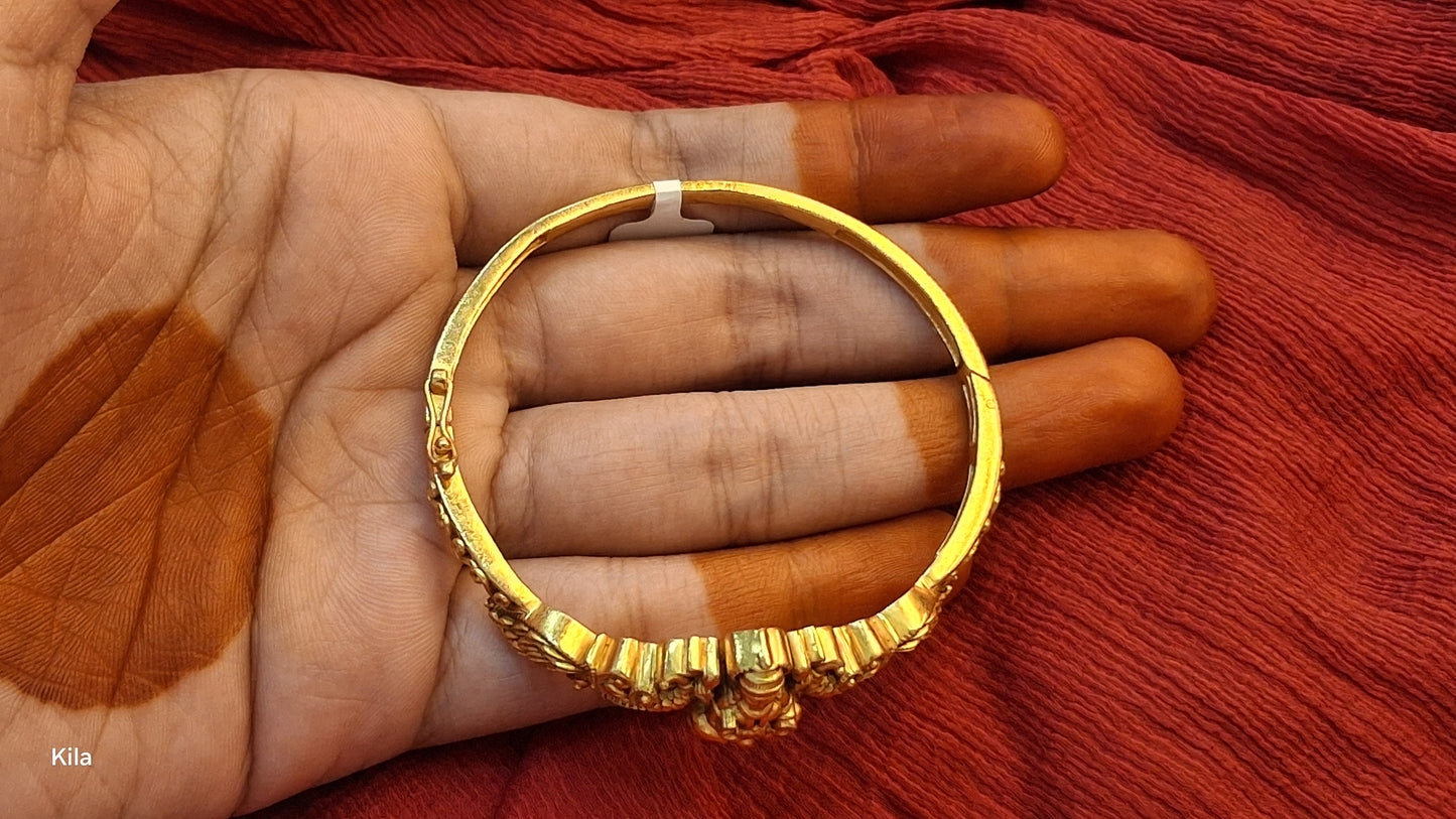 92.5 Silver Gold Plated Lakshmi Devi Kada | Stylish Traditional Design | Elegant Jewellery