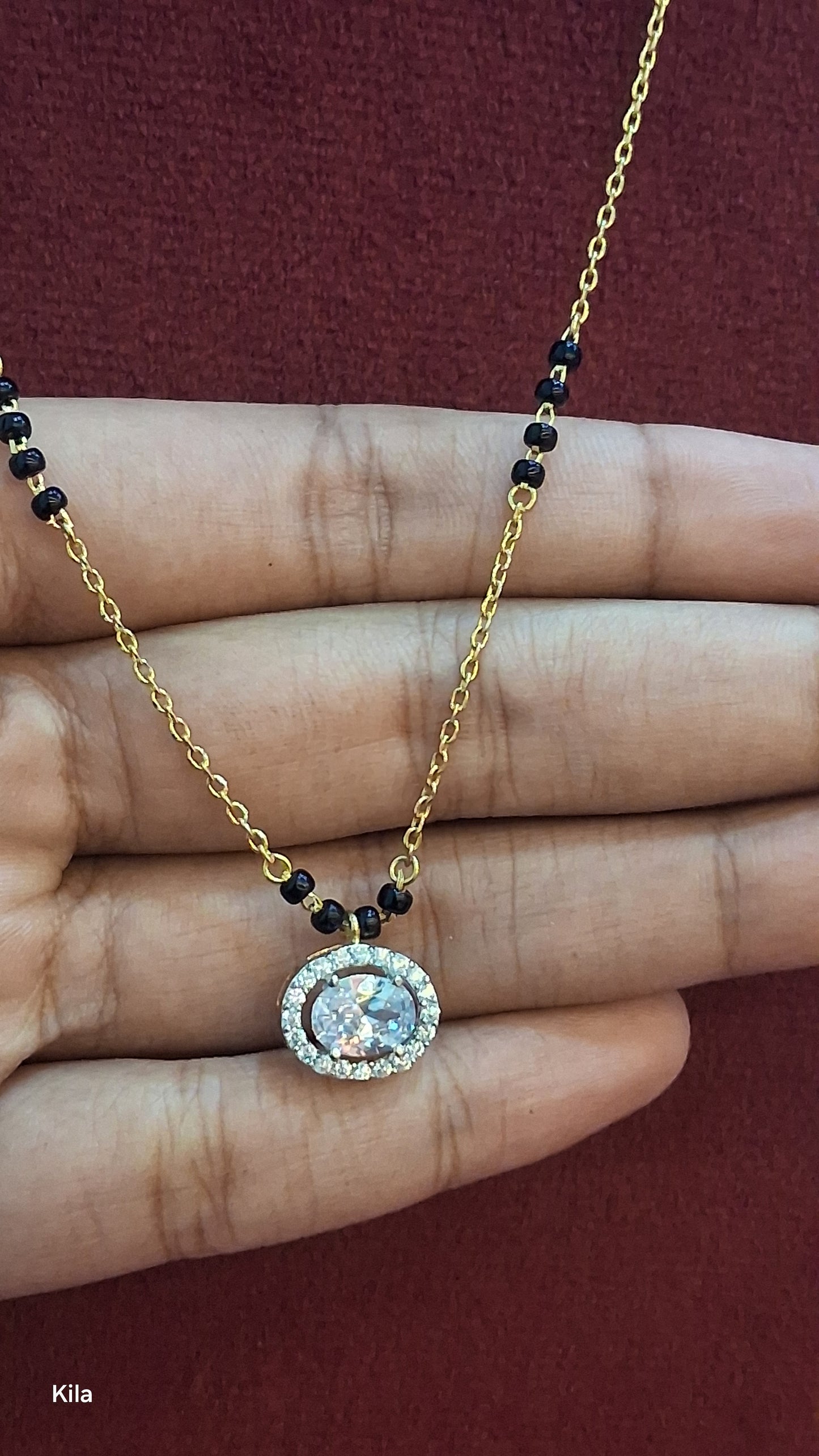 92.5 Silver Gold Plated Black Beads Chain 19.5 Inches | Premium Refined Design | Jewellery