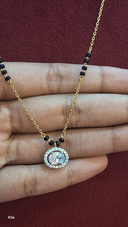 92.5 Silver Gold Plated Black Beads Chain 19.5 Inches | Premium Refined Design | Jewellery