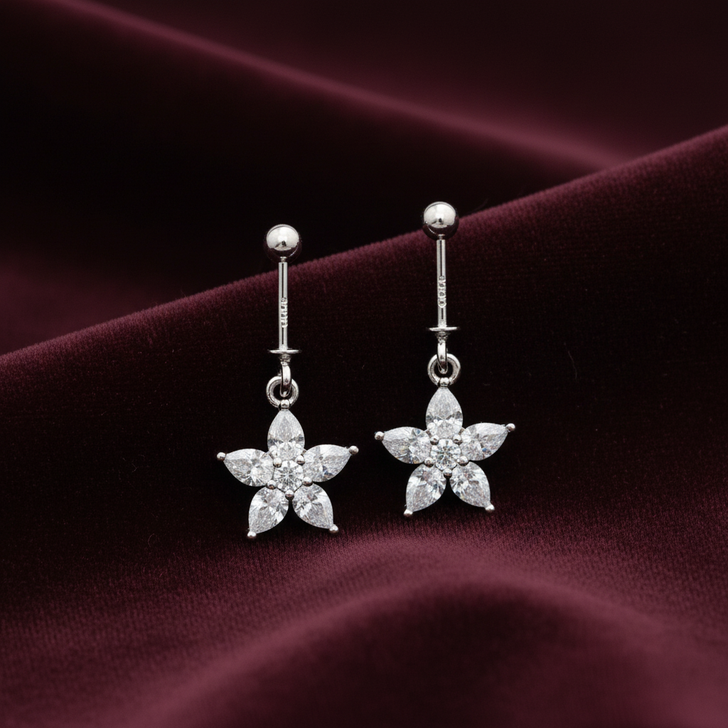 92.5 Silver Flower Bugadi | Stylish Minimal Floral Design | Elegant Jewellery
