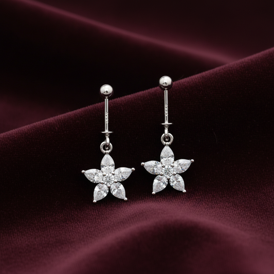 92.5 Silver Flower Bugadi | Stylish Minimal Floral Design | Elegant Jewellery