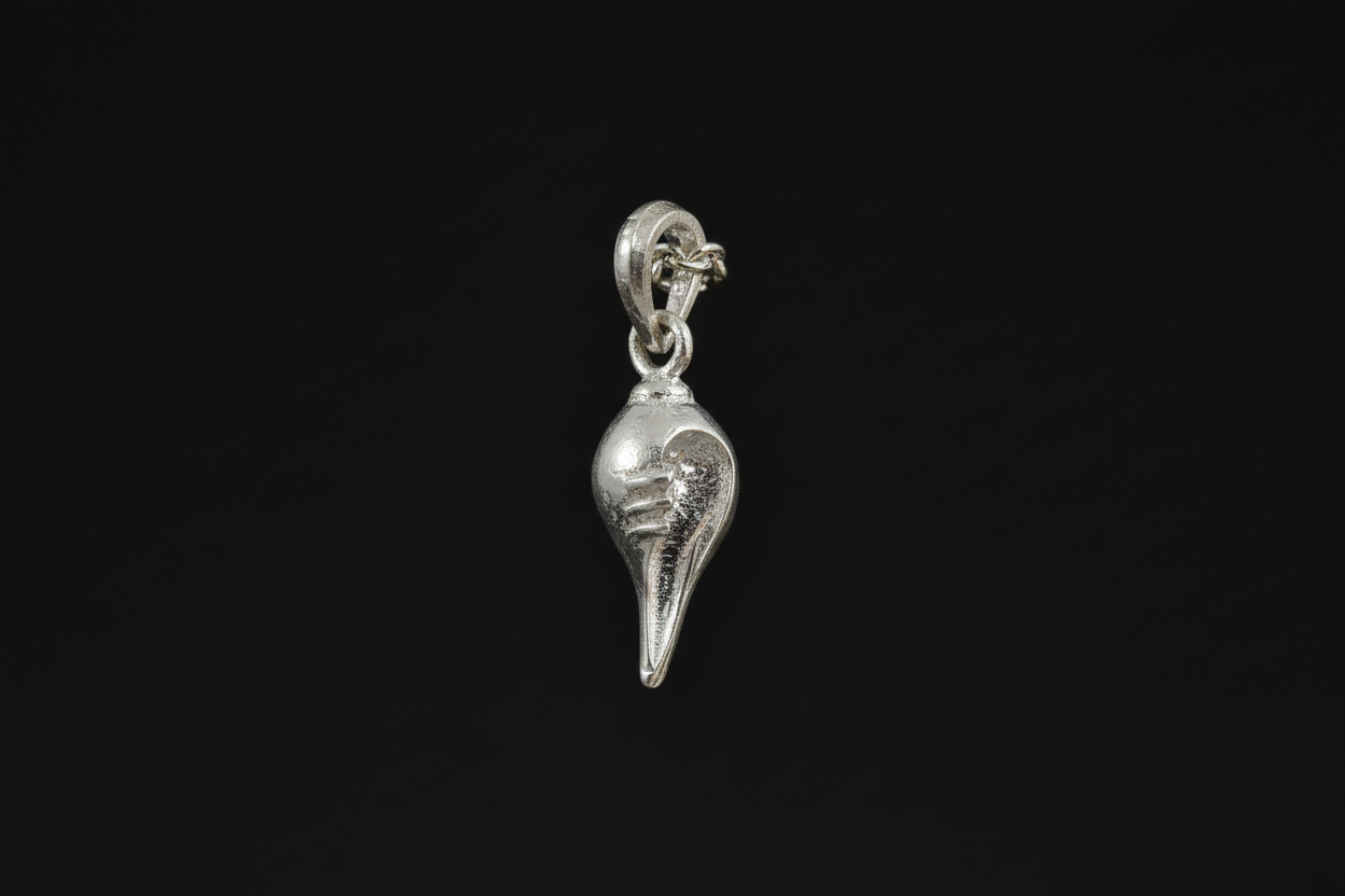 92.5 Silver Shankh Pendant | Traditional Spiritual Design | Elegant Jewellery