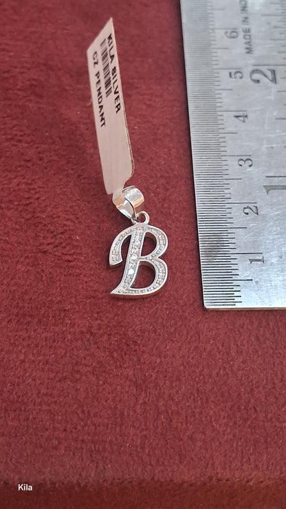 92.5 Silver Alphabet B Pendant | Minimal Initial Design | Stylish Jewellery