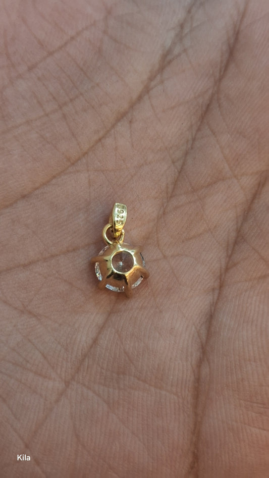 Silver gold plated white stone pendant