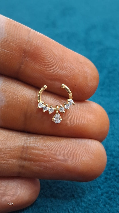 92.5 Silver Gold Plated Septum | Stylish Minimal Finish | Elegant Jewellery