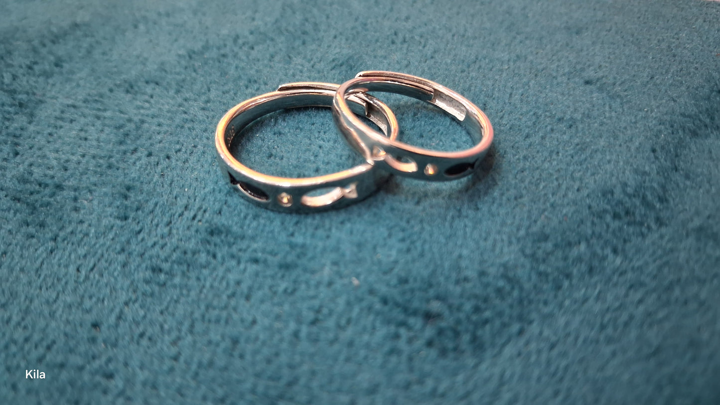 92.5 Silver Couple Rings (Men Size 19 | Women Size 13) | Stylish Matching Design | Elegant Jewellery